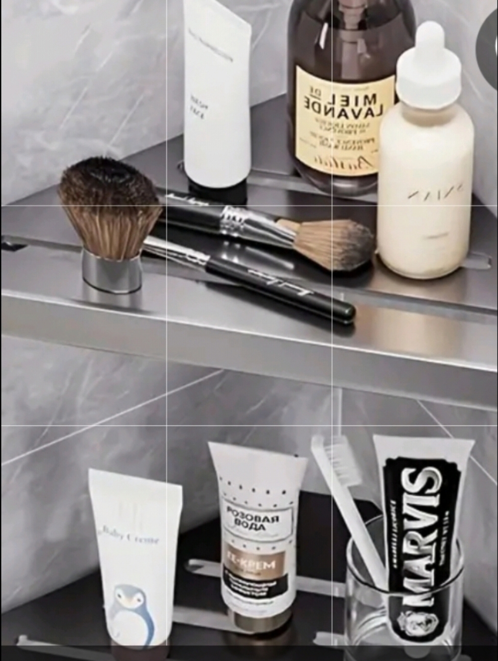 One Single Brushed Stainless Steel Bathroom Shower Corner Shelf Wall Mounted